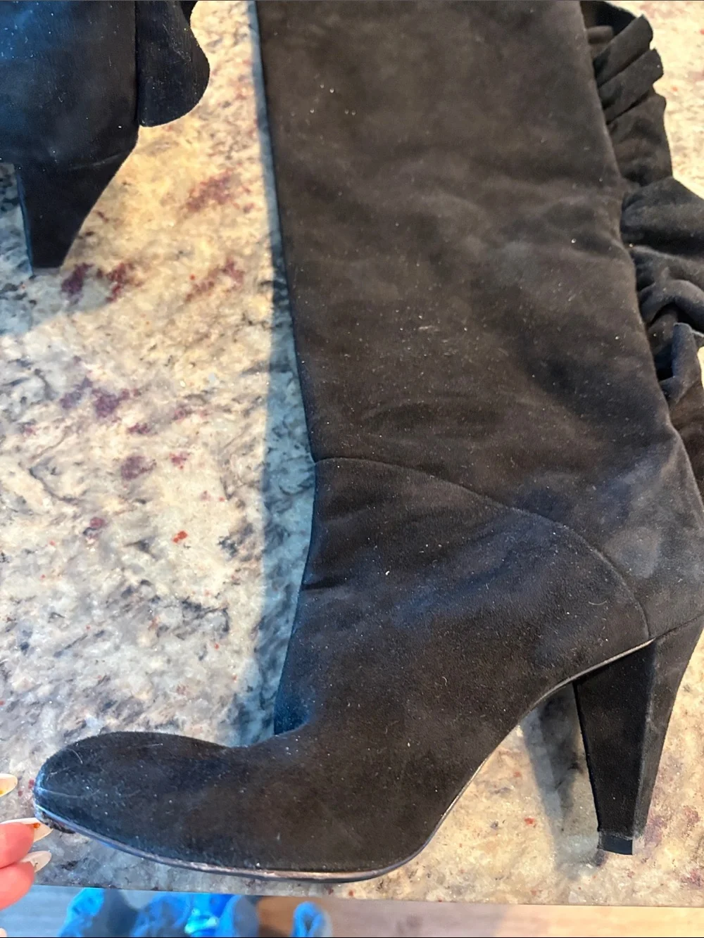 Marc by Marc Jacobs Black Suede Over-the-Knee Pointed Boots
